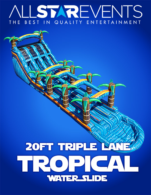 20ft Tropical Splash Triple Lane Water Slide