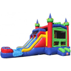 CASTLE DOUBLE LANE SLIDE Wet OR Dry THEME READY 5 In 1 COMBO