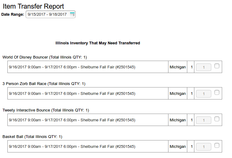 transfer report IO Multi-Locations