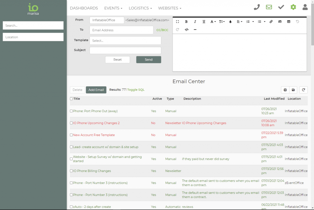 email center Features